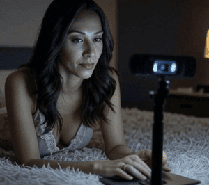 Attraktiv modell i erotisk videochatt